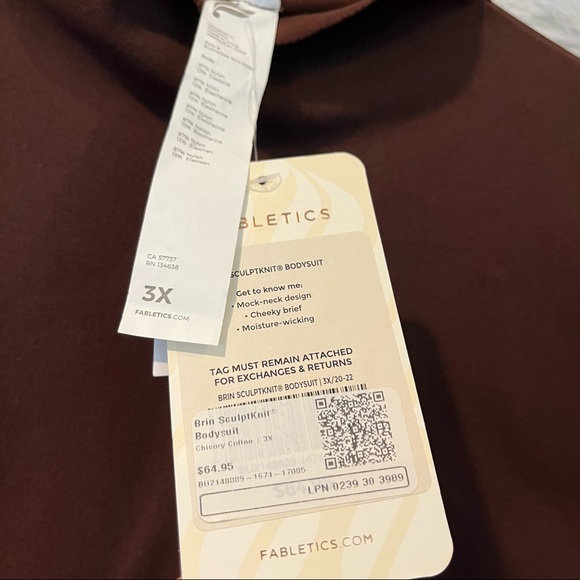 NEW! Fabletics Brin SculptKnit Bodysuit Compression Chicory Coffee - Size 3X - Picture 13 of 14